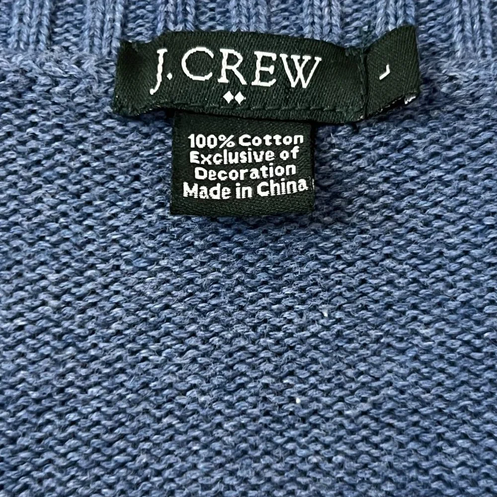 J. Crew Men's Sweater Knit Yale Blue Embroidered Size L Crewneck Pullover